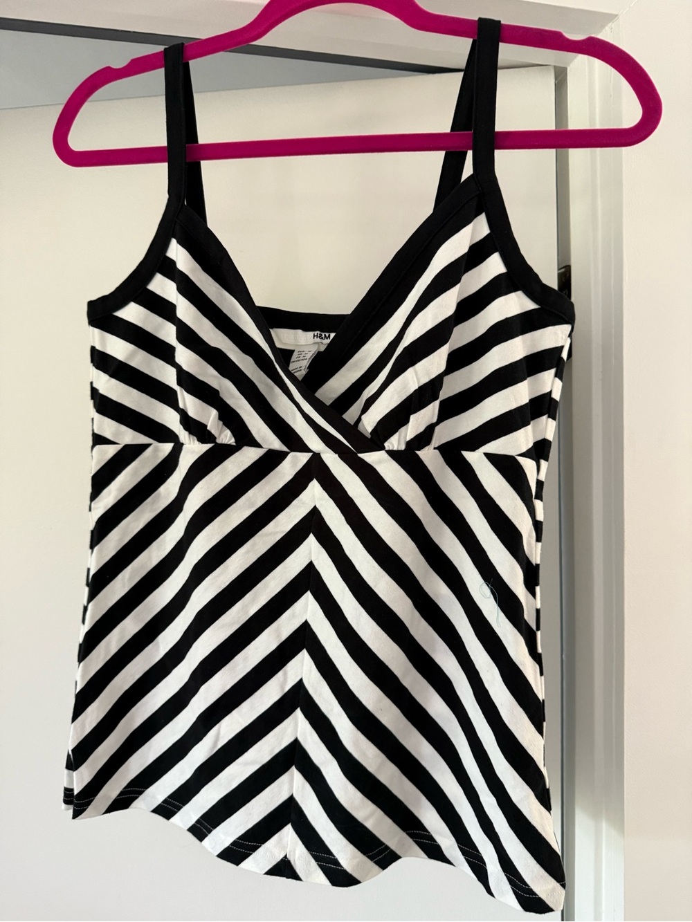 H&M Black and White V-Neck Striped Tank